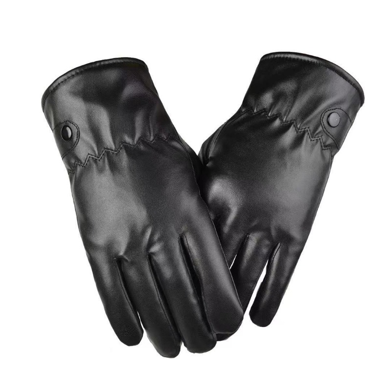 Leather Work Winter Gloves - Guanti in pelle PU nera moda