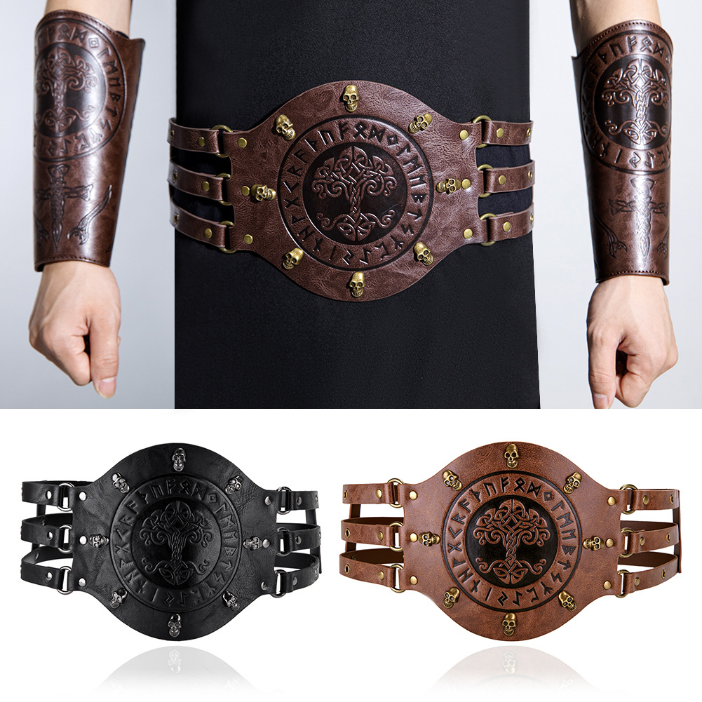 Leatherwork Fasteners - Cintura larga medievale, costume da vichingo