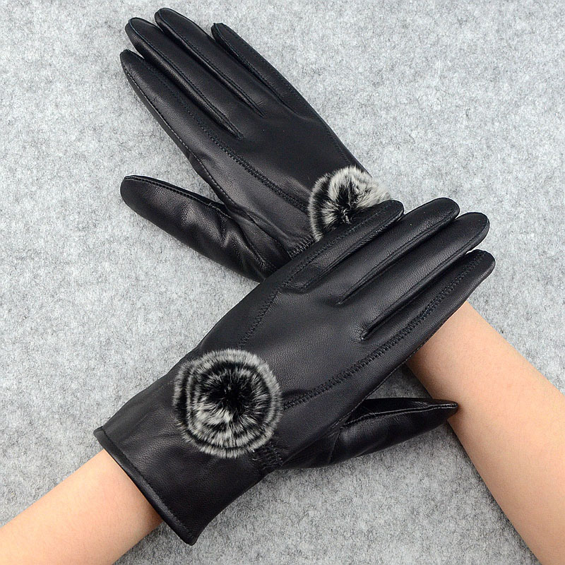 Leather Work Winter Gloves - Delle donne di Inverno Genuino Guanti