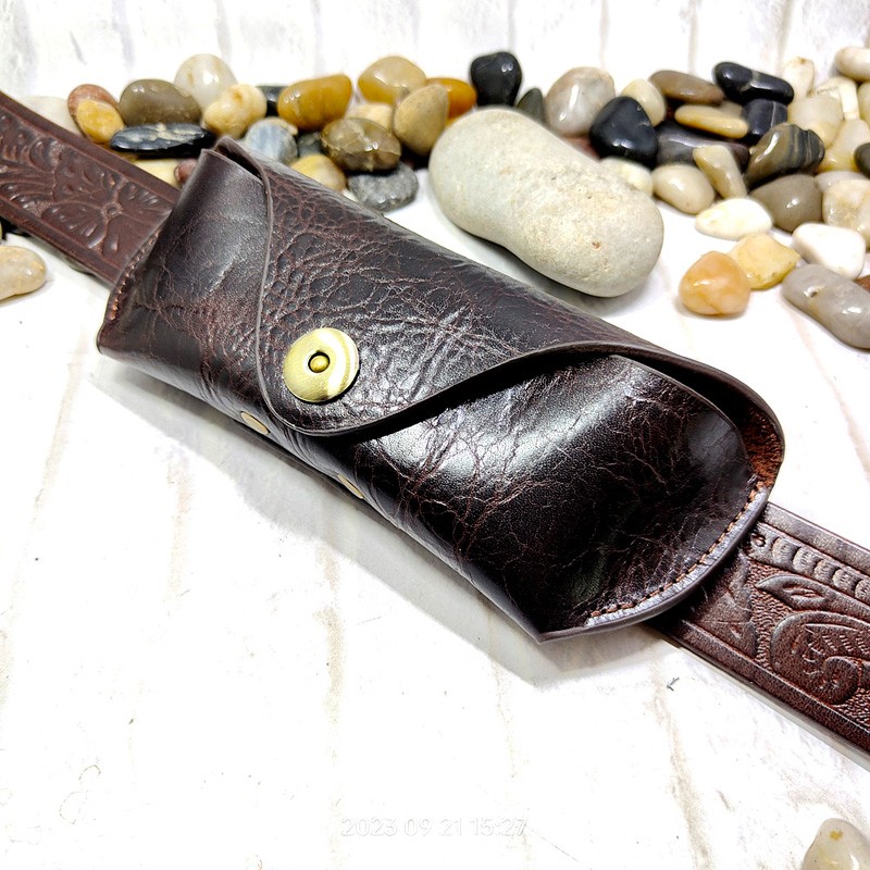 Leatherwork Fasteners - Custodia per occhiali Blongk marsupio per