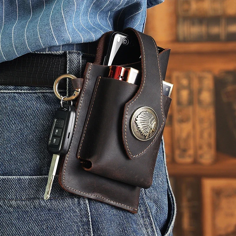 Leatherwork Fasteners - Marsupio da uomo in vera pelle
