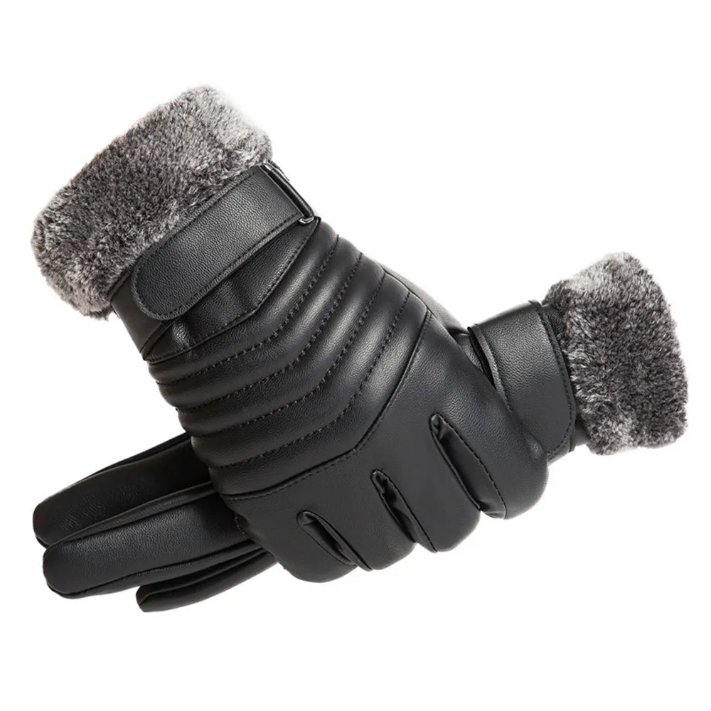 Leather Work Winter Gloves - Guanti invernali da uomo in pelliccia